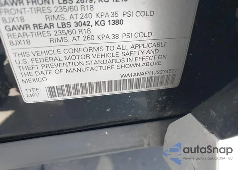 2018 Audi Q5 2.0T Premium/2.0T Tech Premium from USA, damaged, VIN WA1ANAFY1J2234527